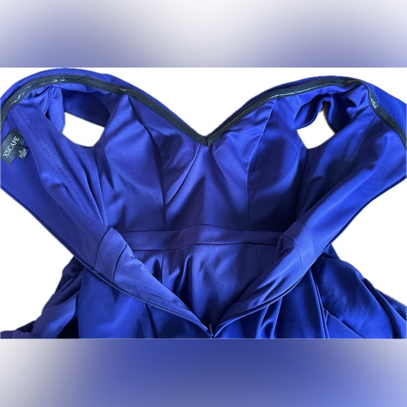 Xscape Blue Off Shoulder Slit Gown - Picture 5 of 8